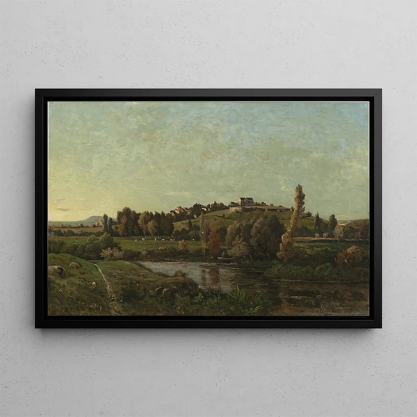 Landscape Painting in Auvergne - Henri-Joseph Harpignies — framed artwork on a wall