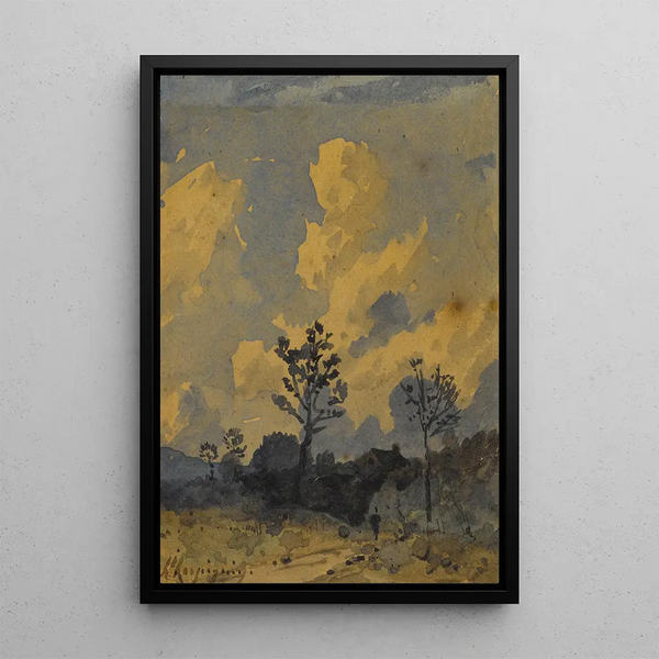 The Path in the Forest - Henri-Joseph Harpignies — framed artwork on a wall
