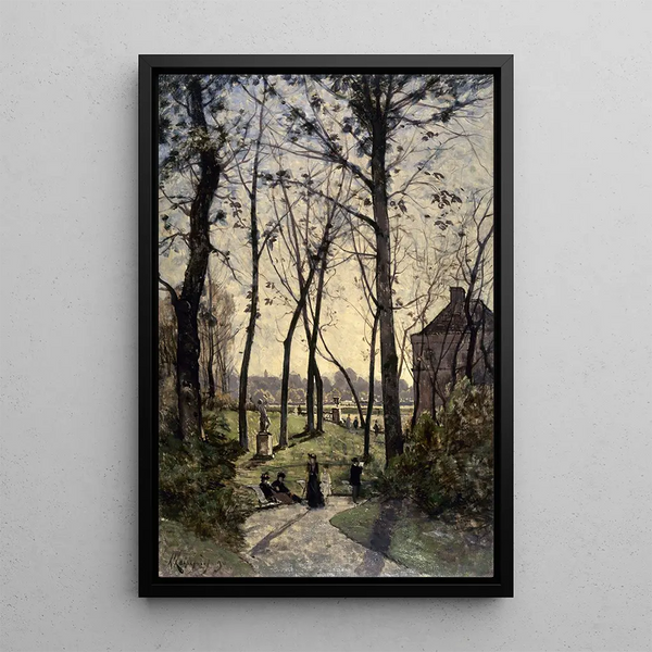 Le jardin du Luxembourg - Henri-Joseph Harpignies — framed artwork on a wall
