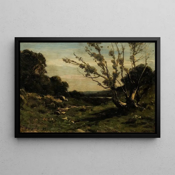 Morning in the Nièvre - Henri-Joseph Harpignies — framed artwork on a wall