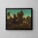 Landscape with thatched cottages - Henri-Joseph Harpignies — framed artwork on a wall
