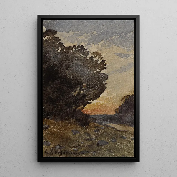 Small landscape painting - Henri-Joseph Harpignies — framed artwork on a wall