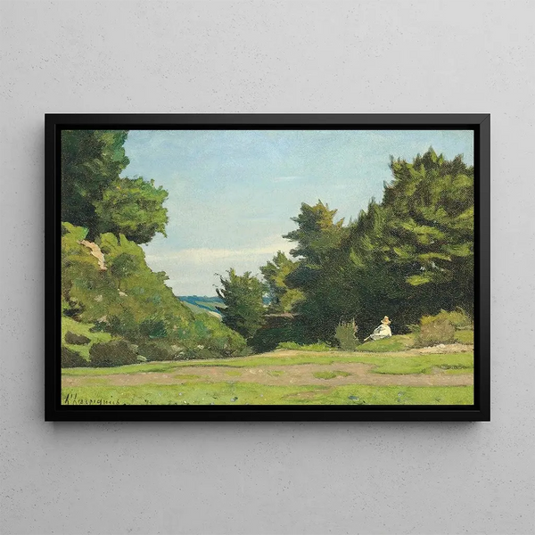 Repos dans la campagne - Henri-Joseph Harpignies — framed artwork on a wall