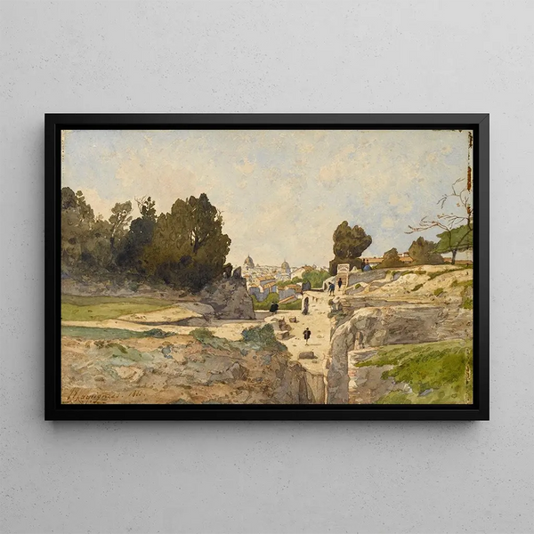 Rome view of the Palatine - Henri-Joseph Harpignies — framed artwork on a wall