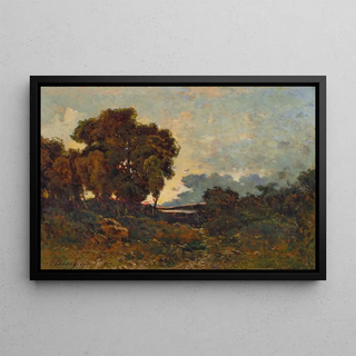 Sunset Painting on the Allier - Henri-Joseph Harpignies — framed artwork on a wall