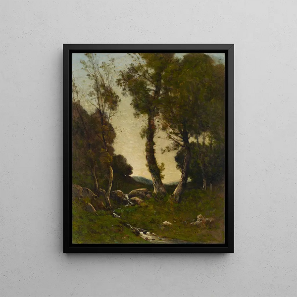 Stream near Nevers - Henri-Joseph Harpignies — framed artwork on a wall
