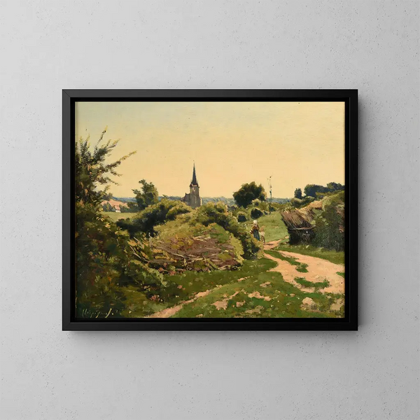 the Sunshine Time at Saint-Priv - Henri-Joseph Harpignies — framed artwork on a wall