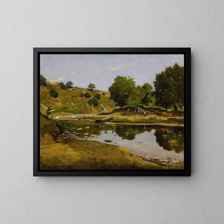 La Loire à Nevers - Henri-Joseph Harpignies — framed artwork on a wall