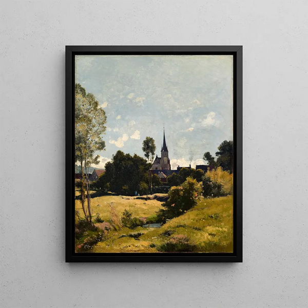 L'église du village - Henri-Joseph Harpignies — framed artwork on a wall