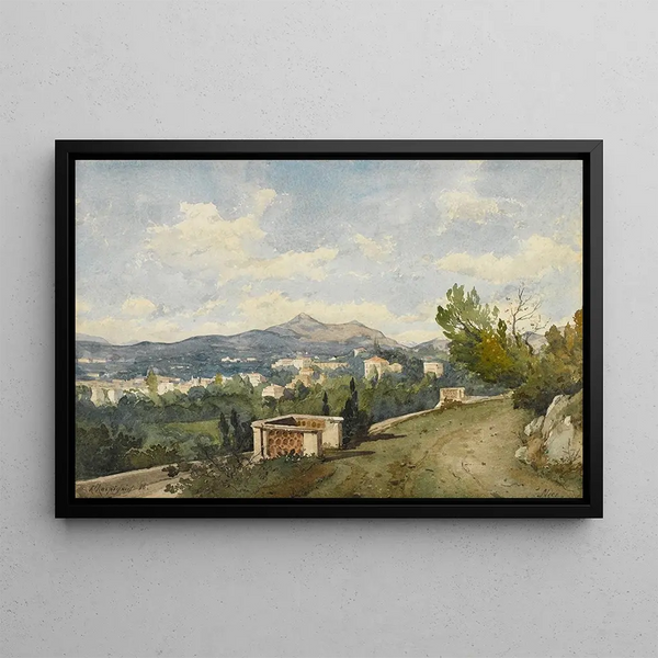 View of Nice - Henri-Joseph Harpignies — framed artwork on a wall