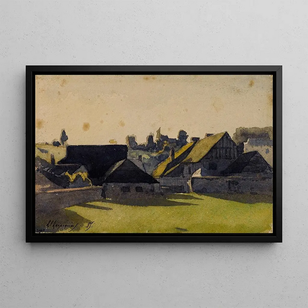 View of a Village - Henri-Joseph Harpignies — framed artwork on a wall