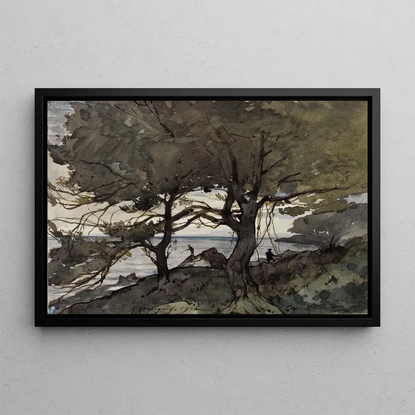View taken at Cap Martin - Henri-Joseph Harpignies — framed artwork on a wall