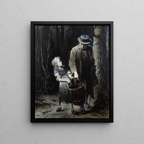 Jean Valjean et Cosette - Henri Jules Jean Geoffroy — framed artwork on a wall
