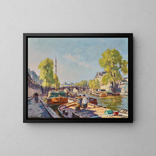 Paris, view of the Pont Neuf - Henri Alphonse Barnoin — framed artwork on a wall