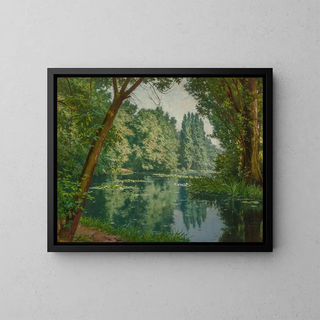 Summer Water Lilies Painting - Henri Biva — framed artwork on a wall