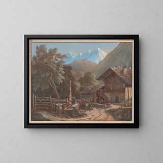 Alpine scene - Henri Boug d'Orschwiller — framed artwork on a wall