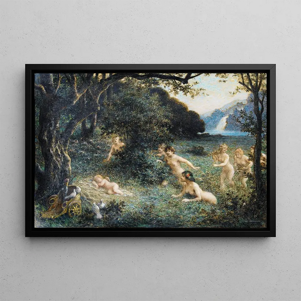 Cupid sleeping - Henri Camille Danger — framed artwork on a wall