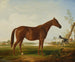 Mode in a landscape with horses in the distance - Henri Delattre — artwork view