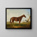 Mode in a landscape with horses in the distance - Henri Delattre — framed artwork on a wall