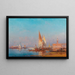 Venice painting, sunset view of Santa Maria della Salute - Henri Duvieux — framed artwork on a wall