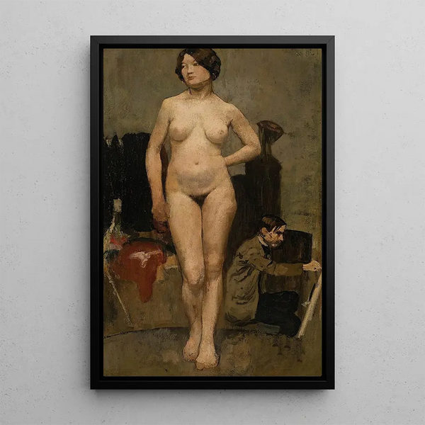 Female nude, studio study - Henri Evenepoel — framed artwork on a wall
