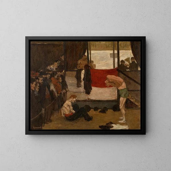 Building of Fight at a Fair - Henri Evenepoel — framed artwork on a wall