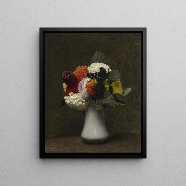 Dahlias - Henri Fantin-Latour — framed artwork on a wall