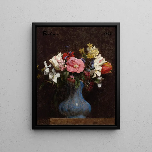 Camellia and Tulip Flowers - Henri Fantin-Latour — framed artwork on a wall