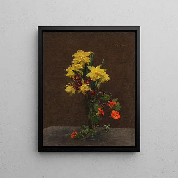 Jonquils and Nasturtiums - Henri Fantin-Latour — framed artwork on a wall