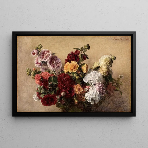 Bouquet de mauves - Henri Fantin-Latour — framed artwork on a wall