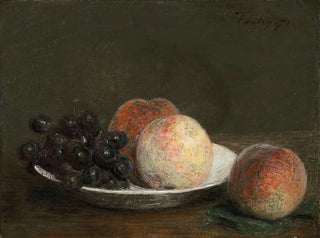 Peaches and Grapes in a Porcelain Bowl - Henri Fantin-Latour — artwork view