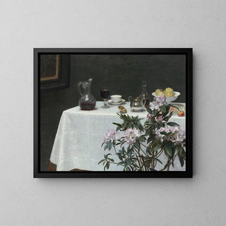 Still life in the corner of a table - Henri Fantin-Latour — framed artwork on a wall