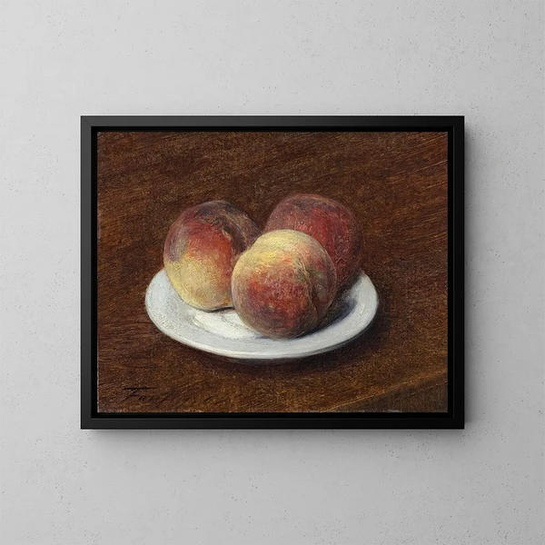 Three Peaches on a Plate - Henri Fantin-Latour — framed artwork on a wall
