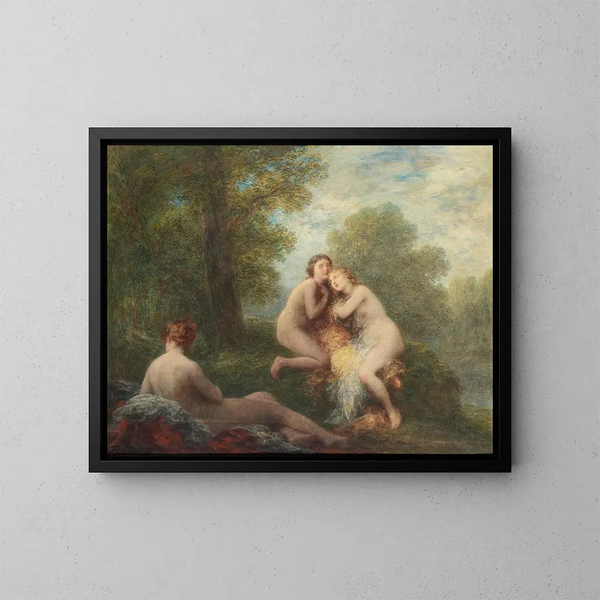 Three worried bathers - Henri Fantin-Latour — framed artwork on a wall
