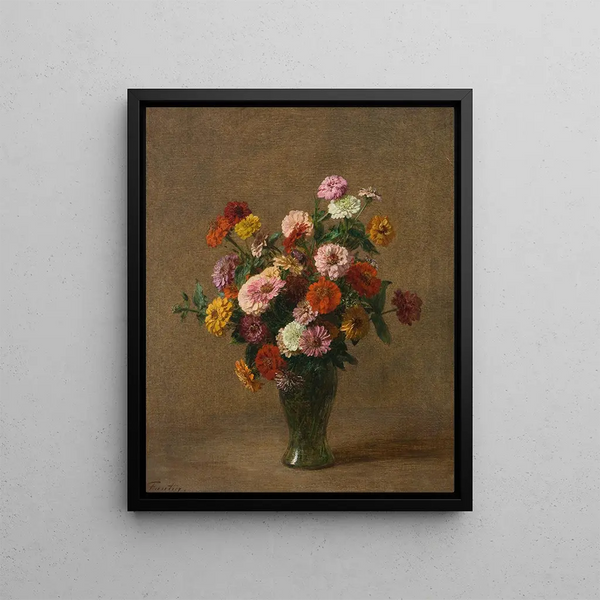 Zinnias - Henri Fantin-Latour — framed artwork on a wall