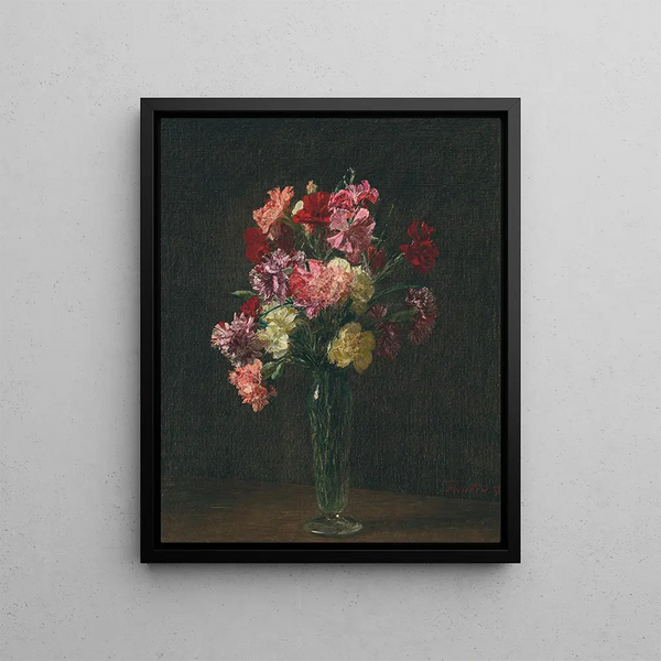 Carnations - Henri Fantin-Latour — framed artwork on a wall