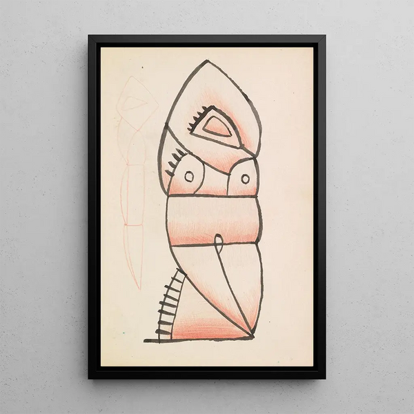 a crouching figure - Henri Gaudier-Brzeska — framed artwork on a wall
