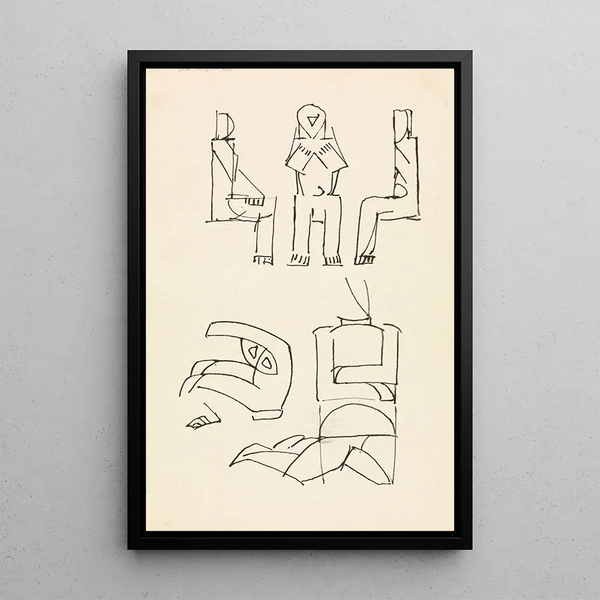Five Studies of Figures - Henri Gaudier-Brzeska — framed artwork on a wall