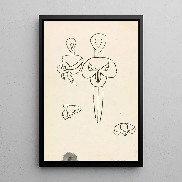Four studies for two figurative drawings - Henri Gaudier-Brzeska — framed artwork on a wall