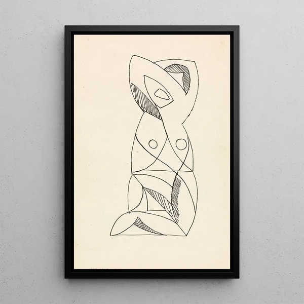 Female figure kneeling - Henri Gaudier-Brzeska — framed artwork on a wall