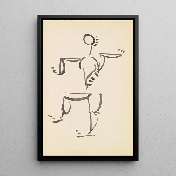 masculine dancing figure - Henri Gaudier-Brzeska — framed artwork on a wall
