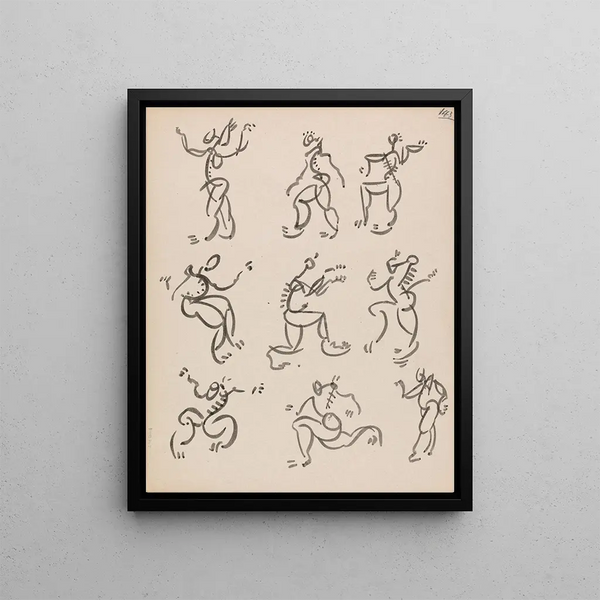 Dancing Figures in Three Registers - Henri Gaudier-Brzeska — framed artwork on a wall