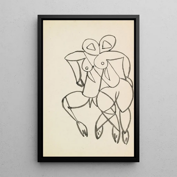 Studies for male and female figures - Henri Gaudier-Brzeska — framed artwork on a wall