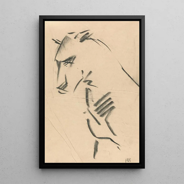 a three-quarter view of a lioness - Henri Gaudier-Brzeska — framed artwork on a wall