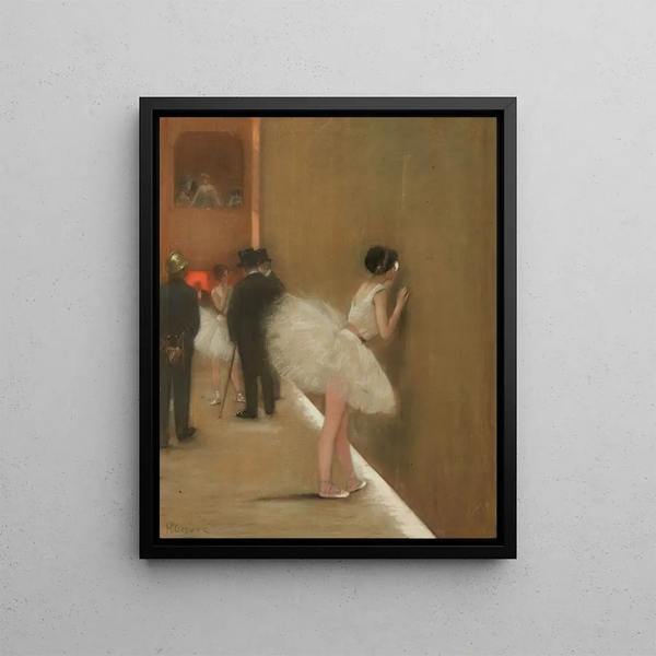 Behind the Curtain of the Ballet - Henri Gervex — framed artwork on a wall