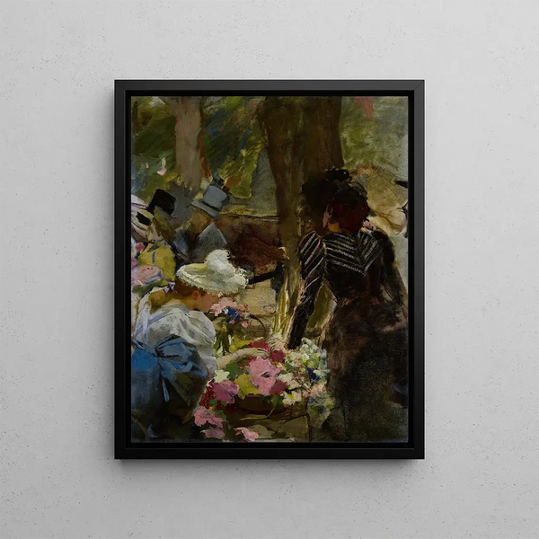 The Flower Market - Henri Gervex — framed artwork on a wall