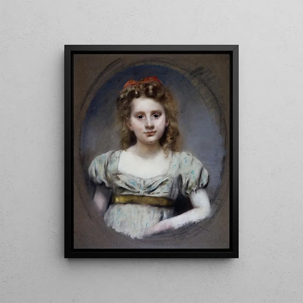 Portrait of Mlle Suzanne Malvesin, 12 years old - Henri Gervex — framed artwork on a wall