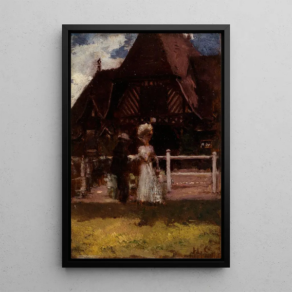 Study for an unidentified painting showing the Deauville racecourse - Henri Gervex — framed artwork on a wall
