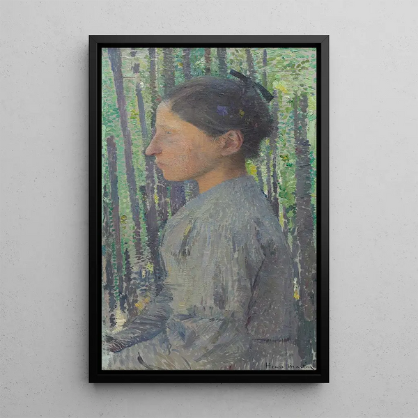 Woman in profile - Henri Jean Guillaume Martin — framed artwork on a wall
