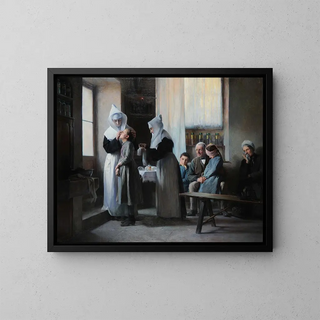 Chez les sœurs - Henri Laurent-Desrousseaux — framed artwork on a wall